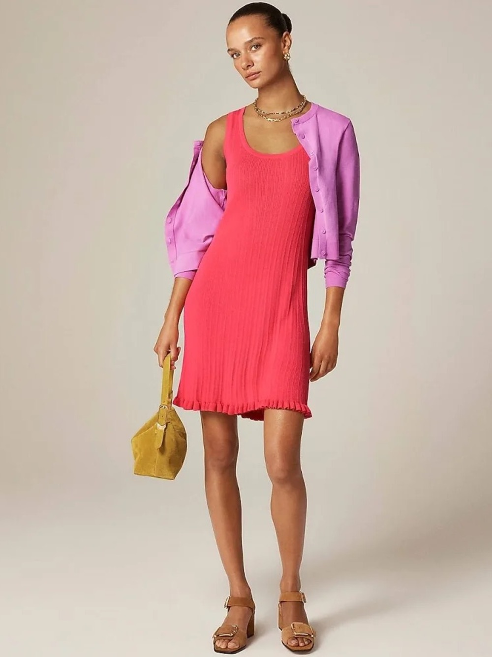 JCREW Sleeveless Pink Ribbed Tank Dress, M NWT